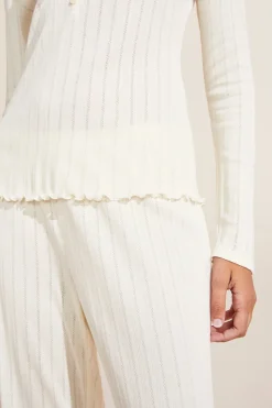 Pointelle Henley in Ivory