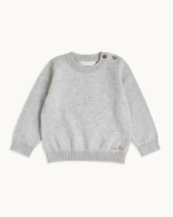 Pointelle Star Crawler Set in Grey