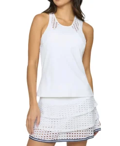 Pointelle Trim Tank Short in White