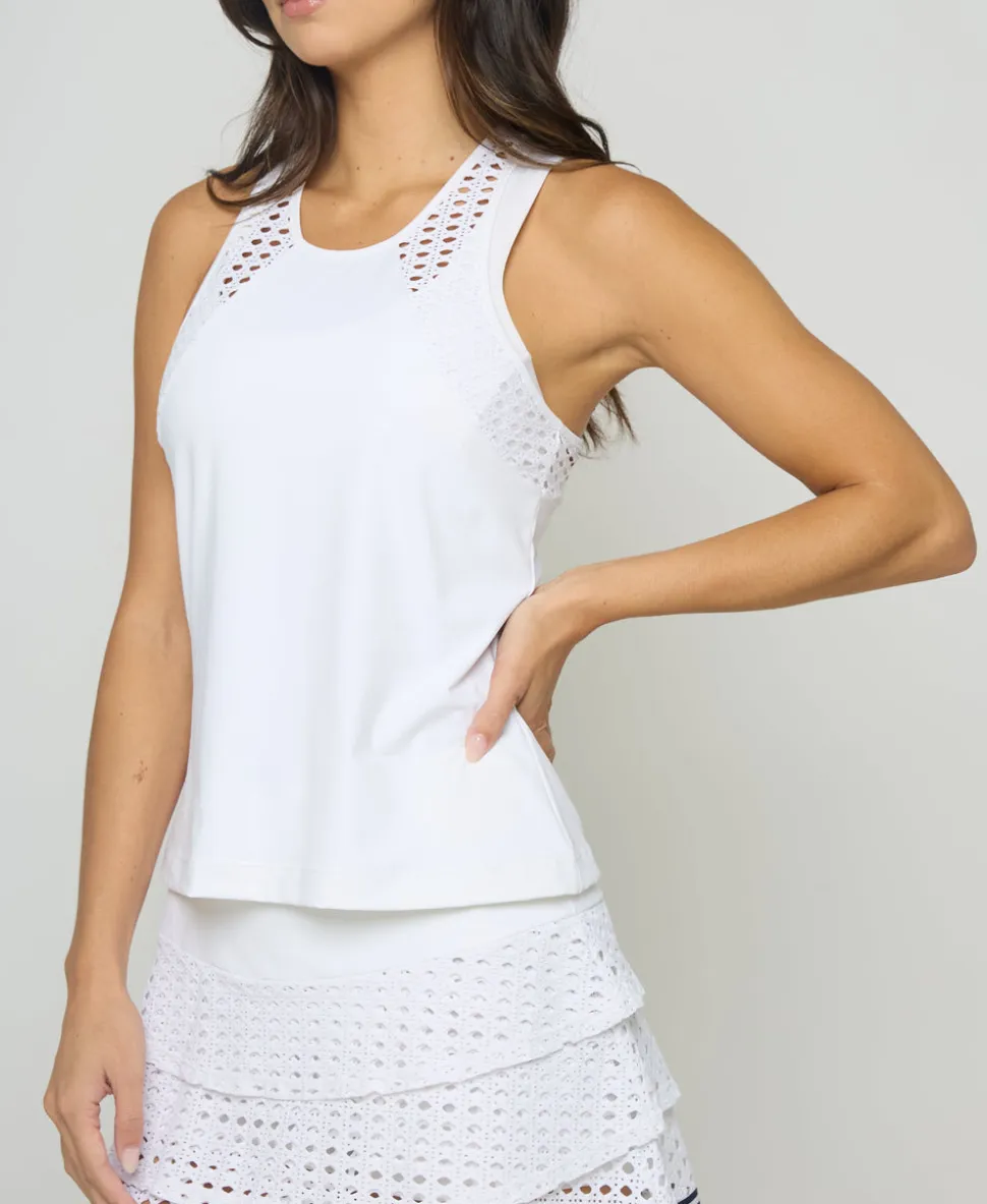 Pointelle Trim Tank Short in White
