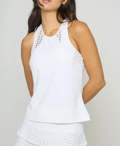 Pointelle Trim Tank Short in White