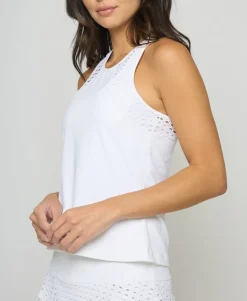 Pointelle Trim Tank Short in White