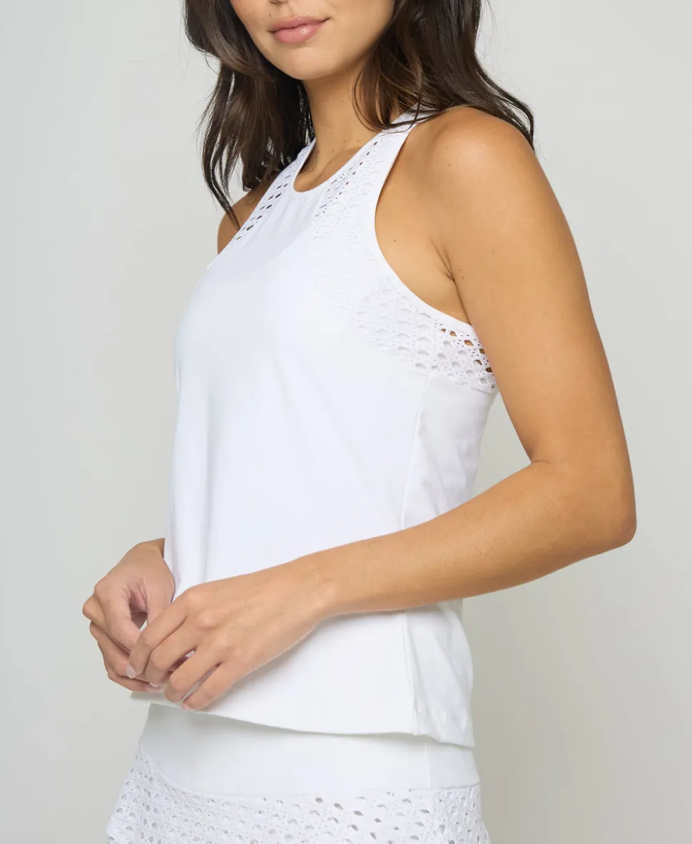 Pointelle Trim Tank Short in White