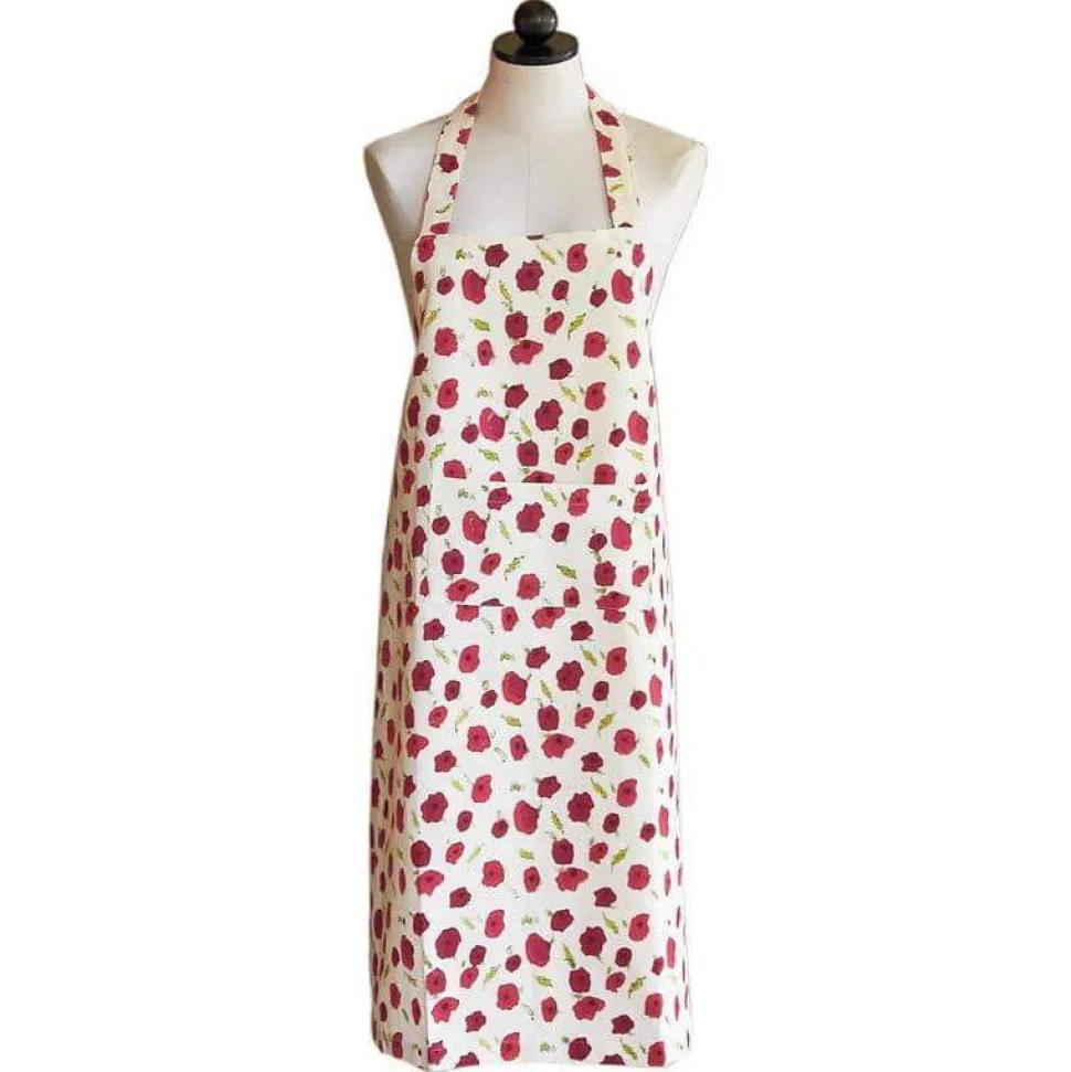 Poppies Apron in Red & Green