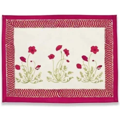 Poppies Mats in Red & Green, Set of 6
