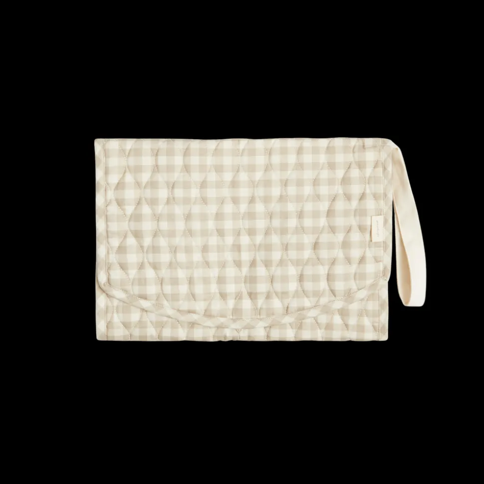 Portable Changing Pad in Beige Gingham