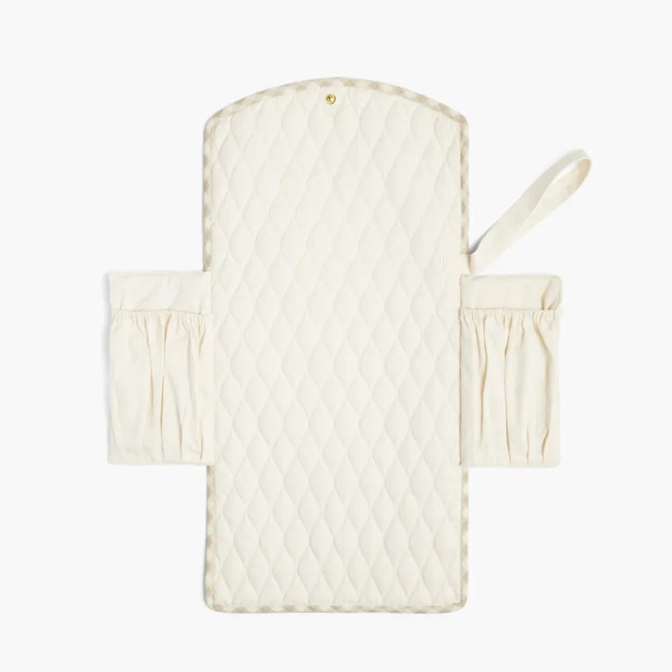 Portable Changing Pad in Beige Gingham