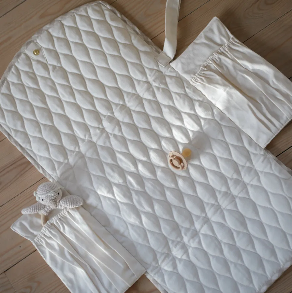 Portable Changing Pad in Beige Gingham