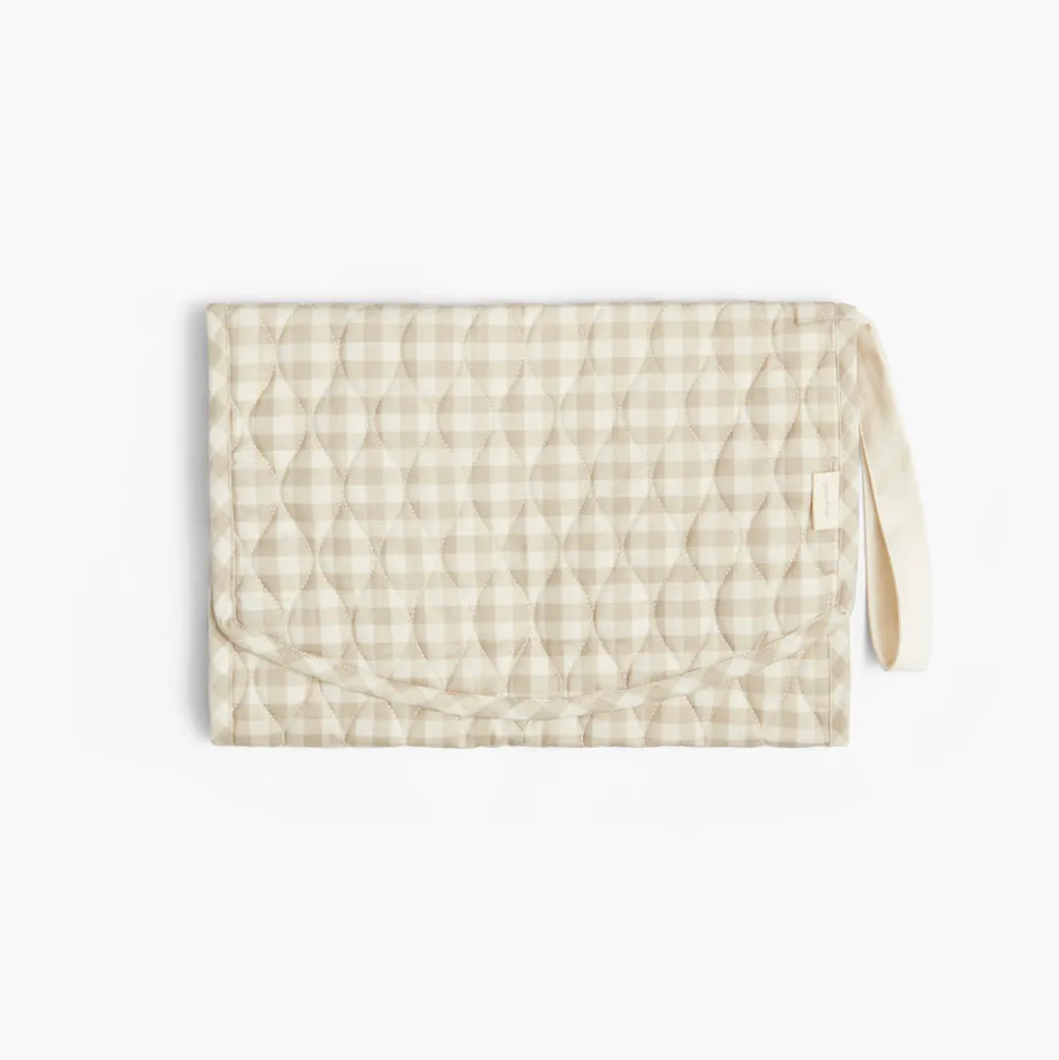 Portable Changing Pad in Beige Gingham
