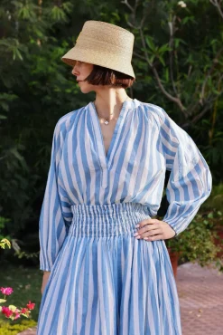 Porto Popover Top in Blue Stripe