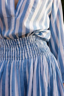 Porto Popover Top in Blue Stripe