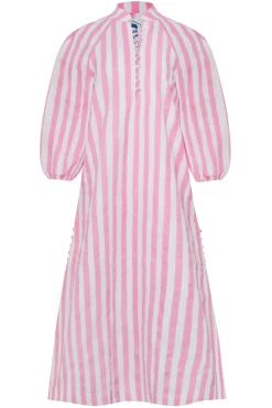 Positano Striped Caftan in Pink Stripes