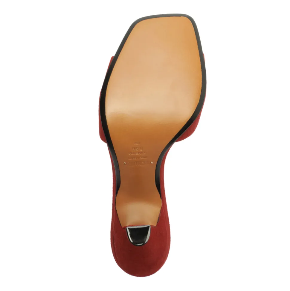 Posseni Suede Sandal in Red Brown