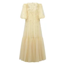Priyanka Gown in Gold Tulle with Sporadic Sequins