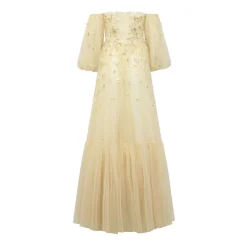 Priyanka Gown in Gold Tulle with Sporadic Sequins