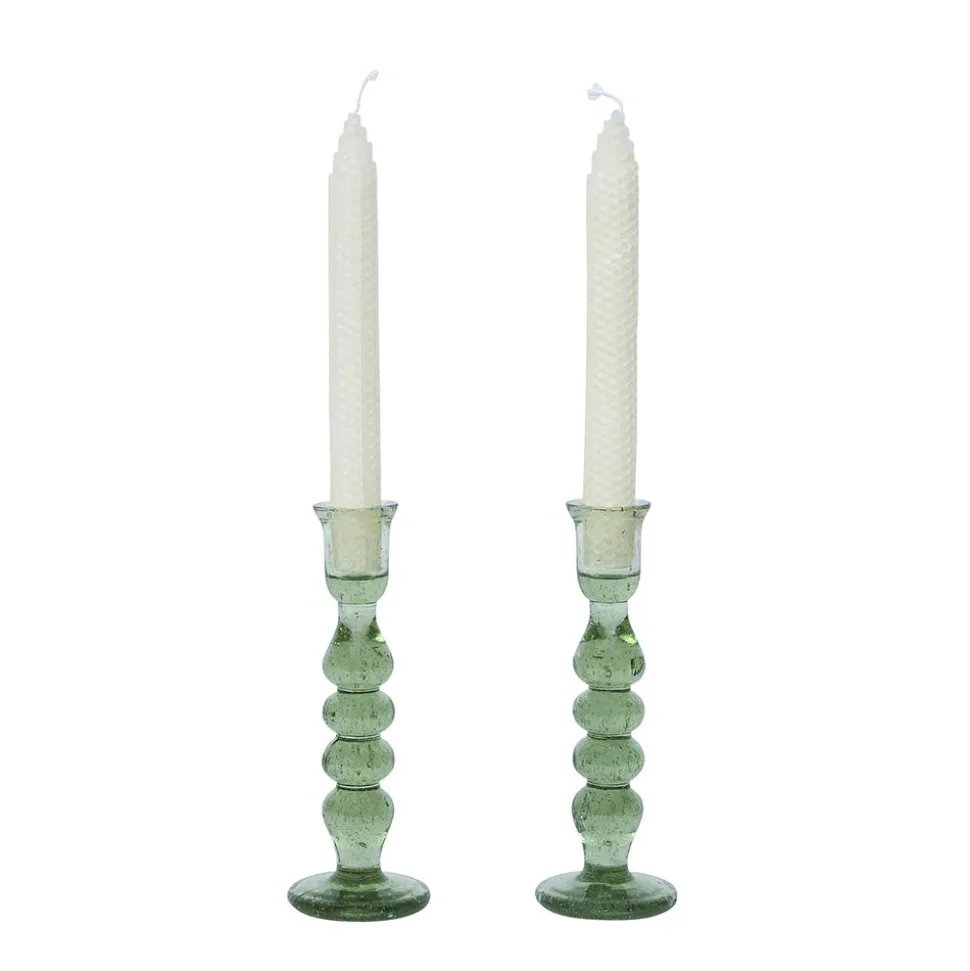 Provence 7" Candlestick, Set of 2 in Basil