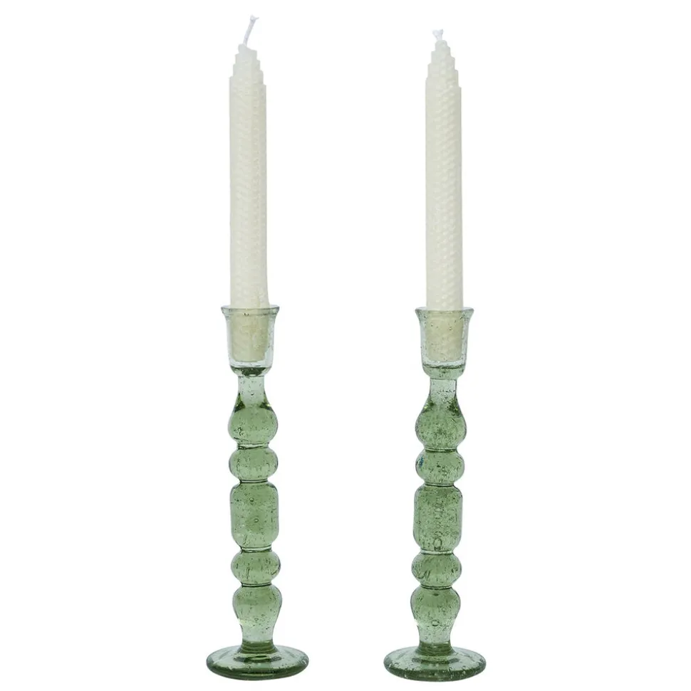 Provence 9" Candlestick, Set of 2 in Basil