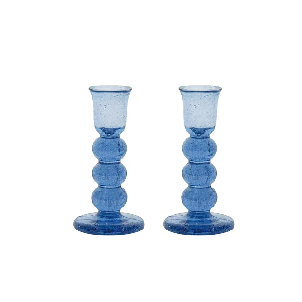 Provence 5" Candlestick, Set of 2 in Chambray