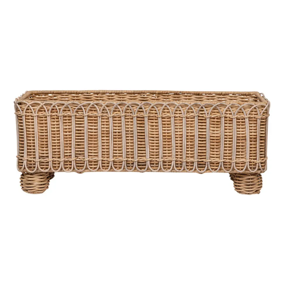 Provence Rattan Rectangular Planter in Whitewash
