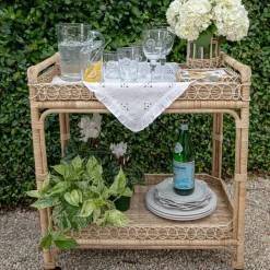 Provence Rattan Whitewash Bar Cart