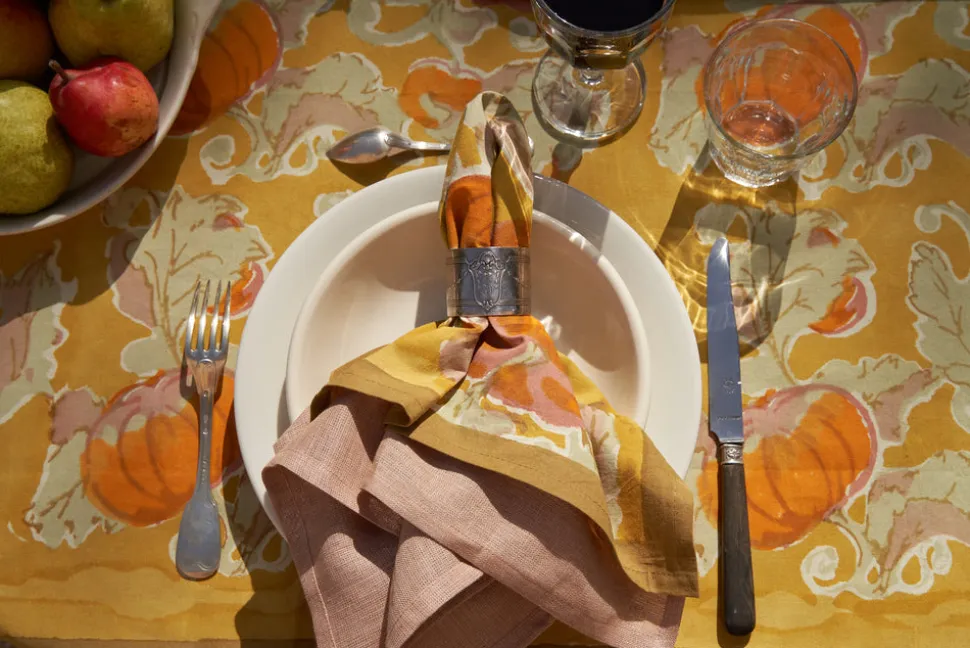 Pumpkin Napkins in Orange & Mustard, Set of 6