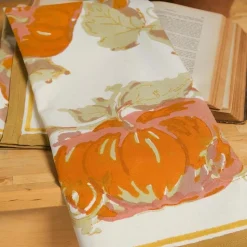Pumpkin Tea Towels in Orange & Mustard, Set of 3