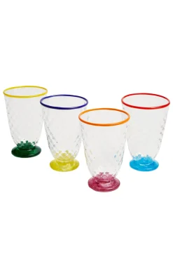 Quilted Glasses in Quilted Multicolor, Set of 4