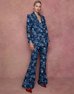 Quinn Denim Twill Jacket in Floral Navy