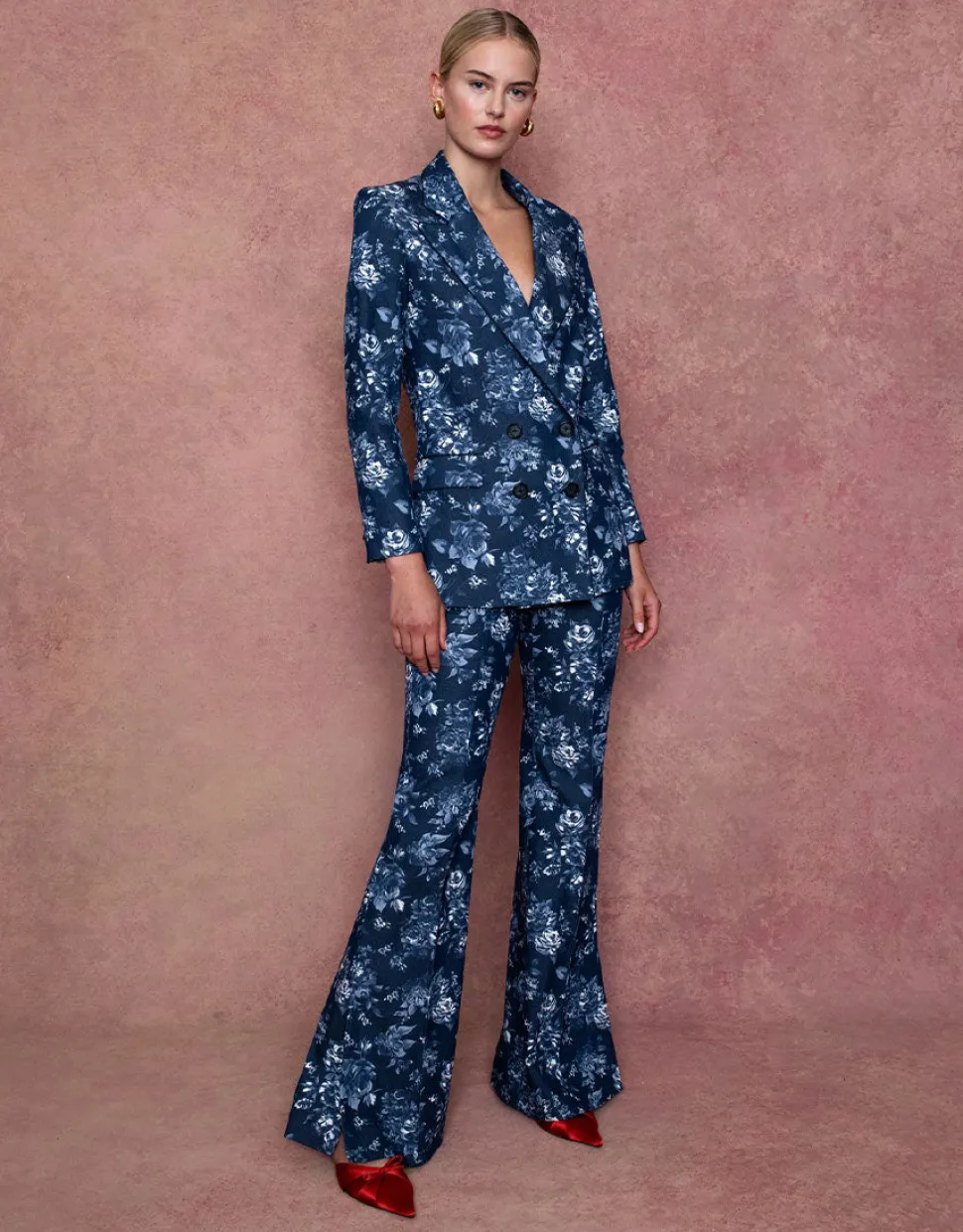 Quinn Denim Twill Jacket in Floral Navy