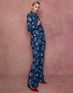 Quinn Denim Twill Jacket in Floral Navy