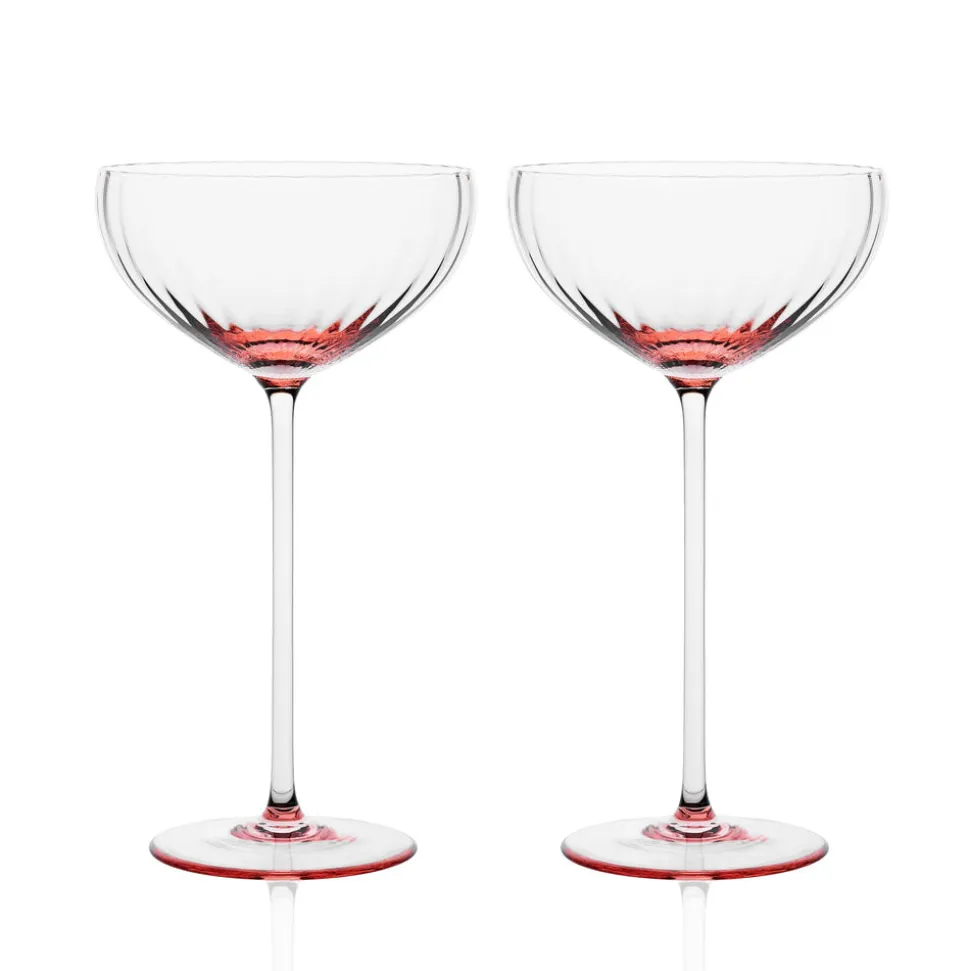 Quinn Optic Rose Coupe Glasses, Set of 2