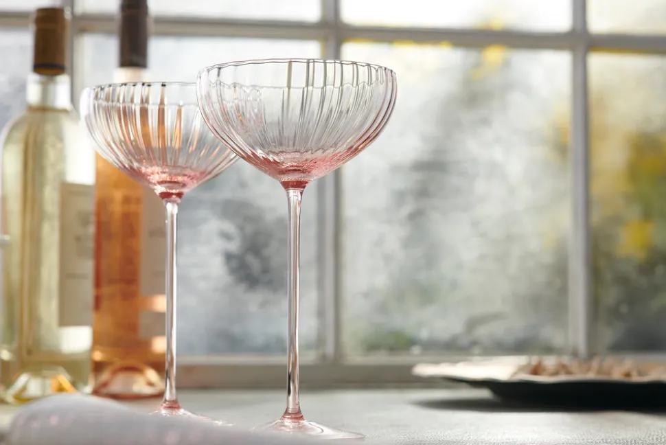 Quinn Optic Rose Coupe Glasses, Set of 2