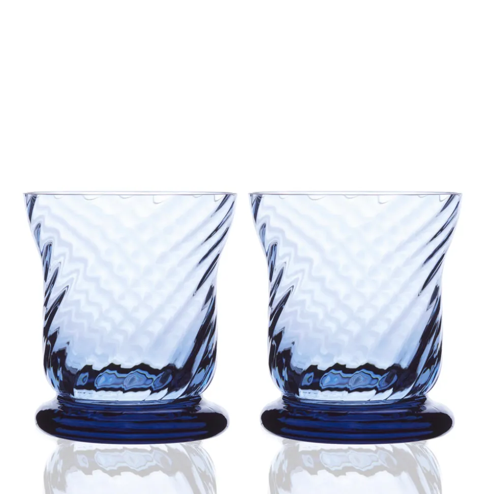 Quinn Optic Votive Holders in Ocean, Set of 2