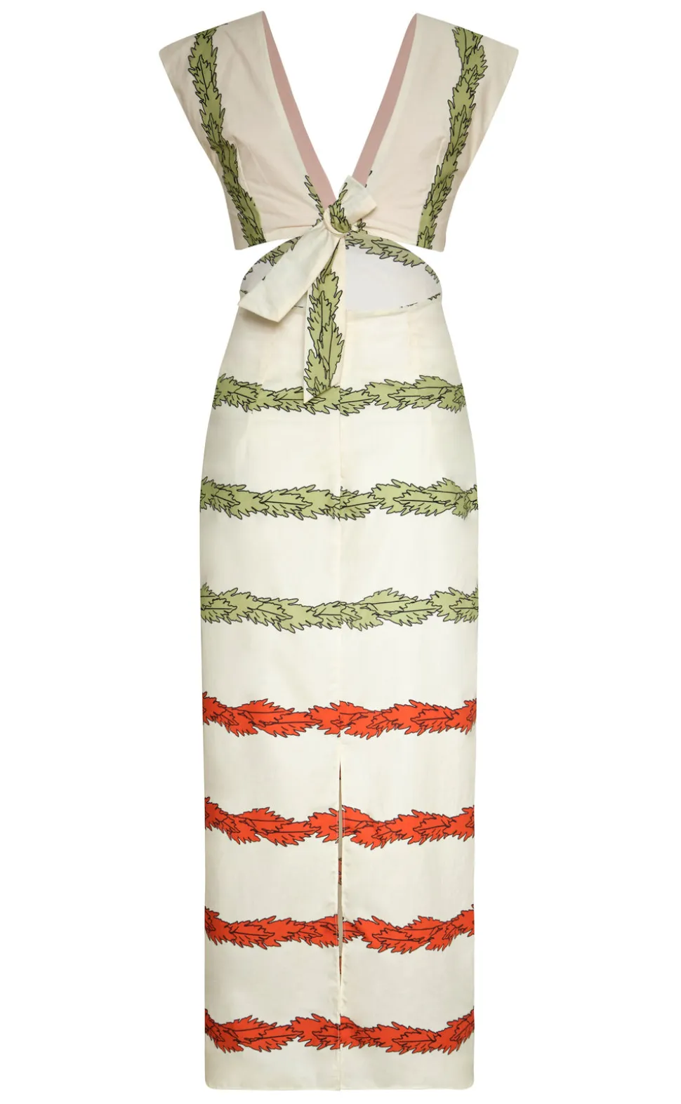Quinto Sol Cotton Midi Dress in Ivory Striped Helechos