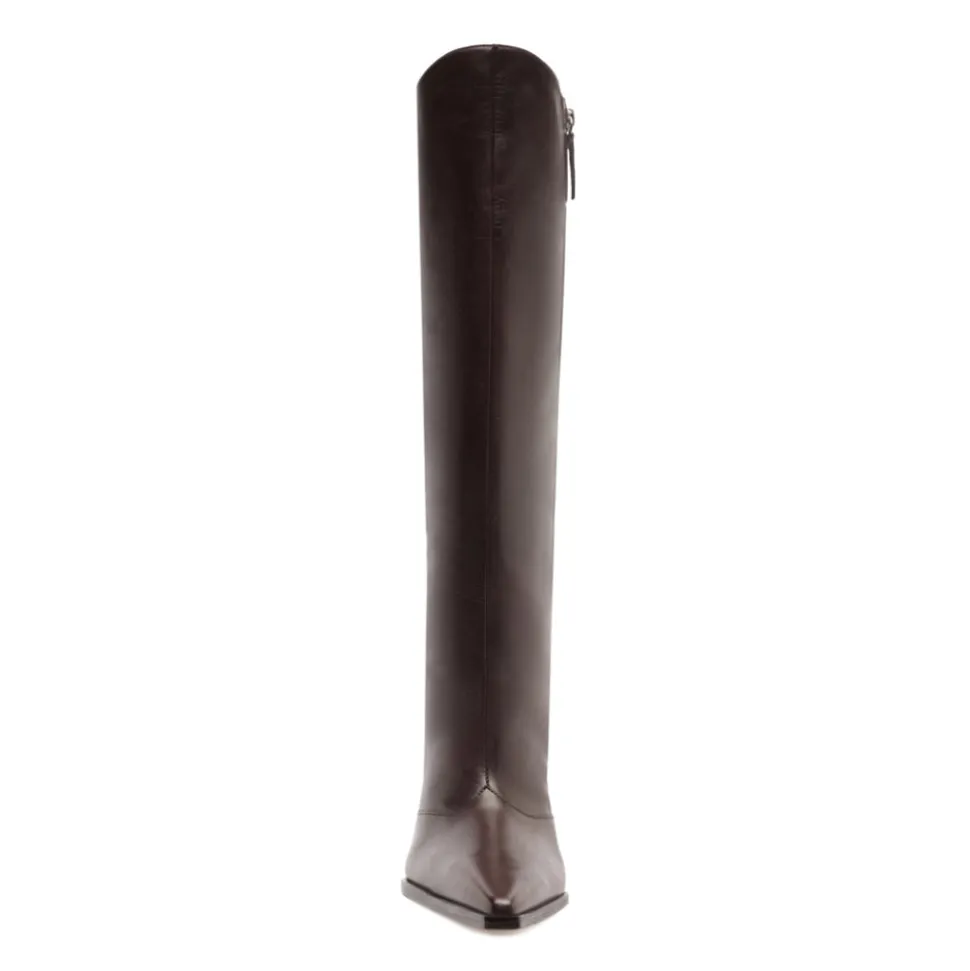 Raffaela Up Leather Boot in Dark Chocolate