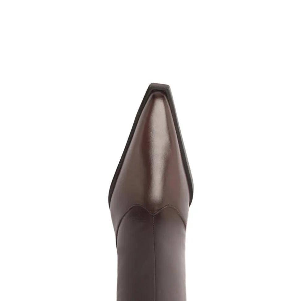 Raffaela Up Leather Boot in Dark Chocolate