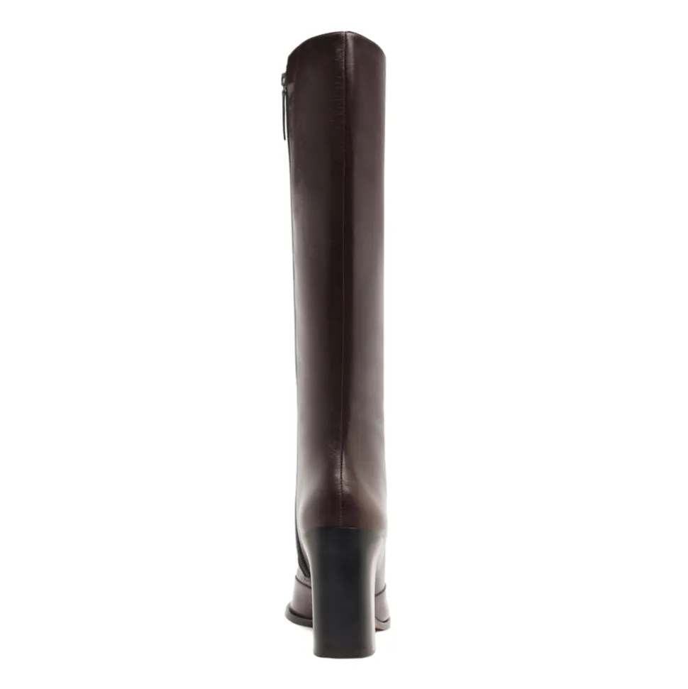 Raffaela Up Leather Boot in Dark Chocolate