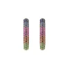 Rainbow Sapphire Oval Hoop Earrings