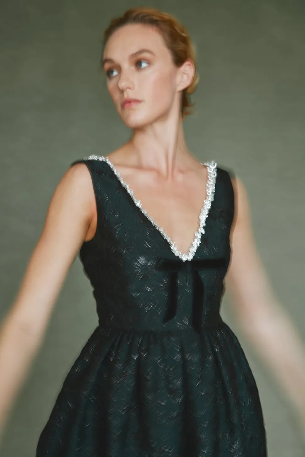 Rainey Dress in Black Floral Brocade