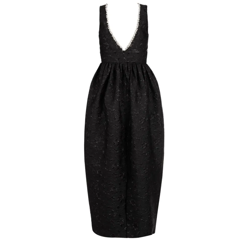 Rainey Dress in Black Floral Brocade