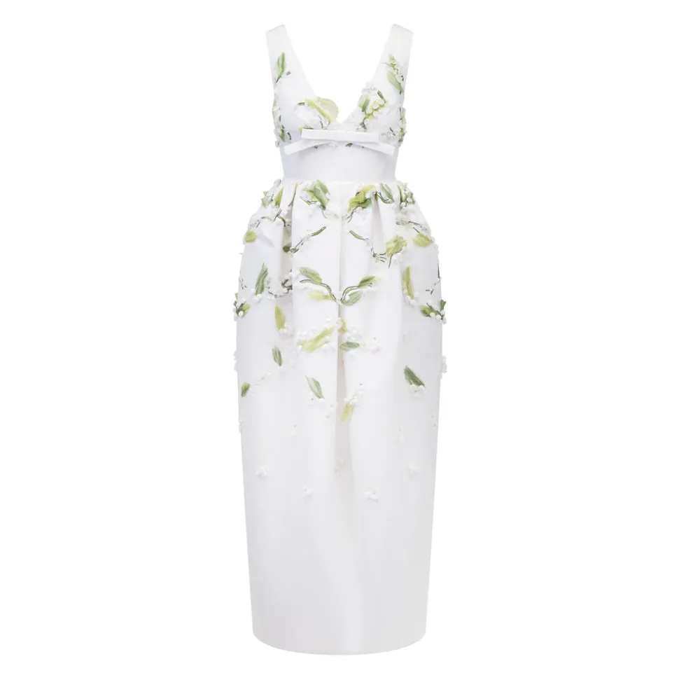 Rainey Dress in Ivory Faille