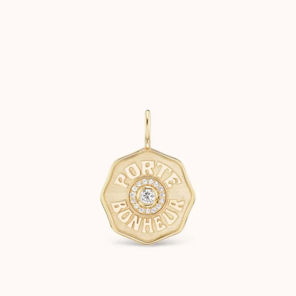 Raised Gold Mini Diamond Halo Porte Bonheur Charm