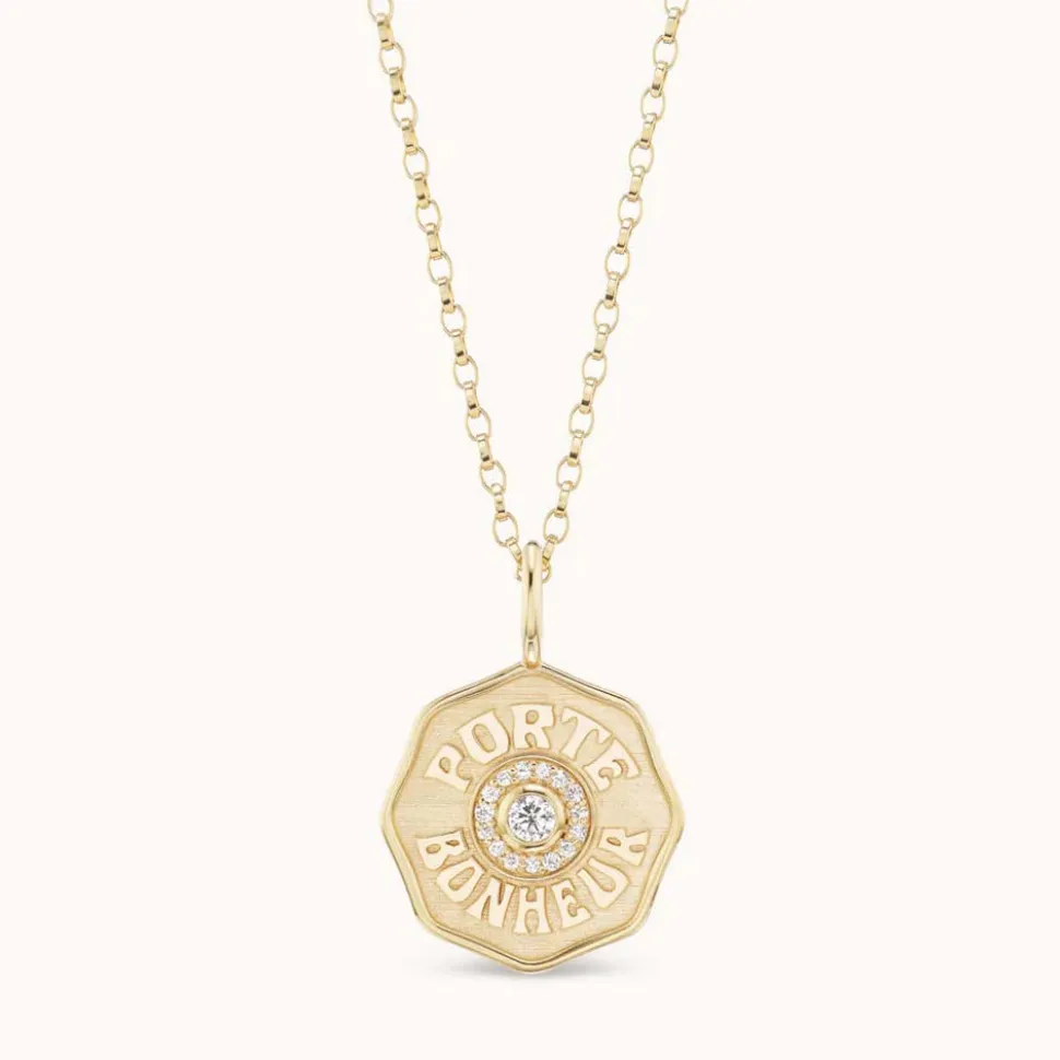 Raised Gold Mini Diamond Halo Porte Bonheur Charm