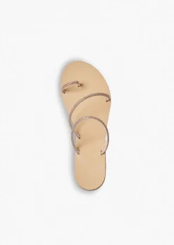Raissa Vegetable Tanned Leather Sandal in Rose Gold Cystal
