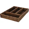 Rattan Cutlery Tray in Brown