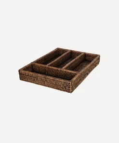 Rattan Cutlery Tray in Brown