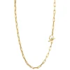 Rectangular Link Chain Necklace with Tusk Clasp