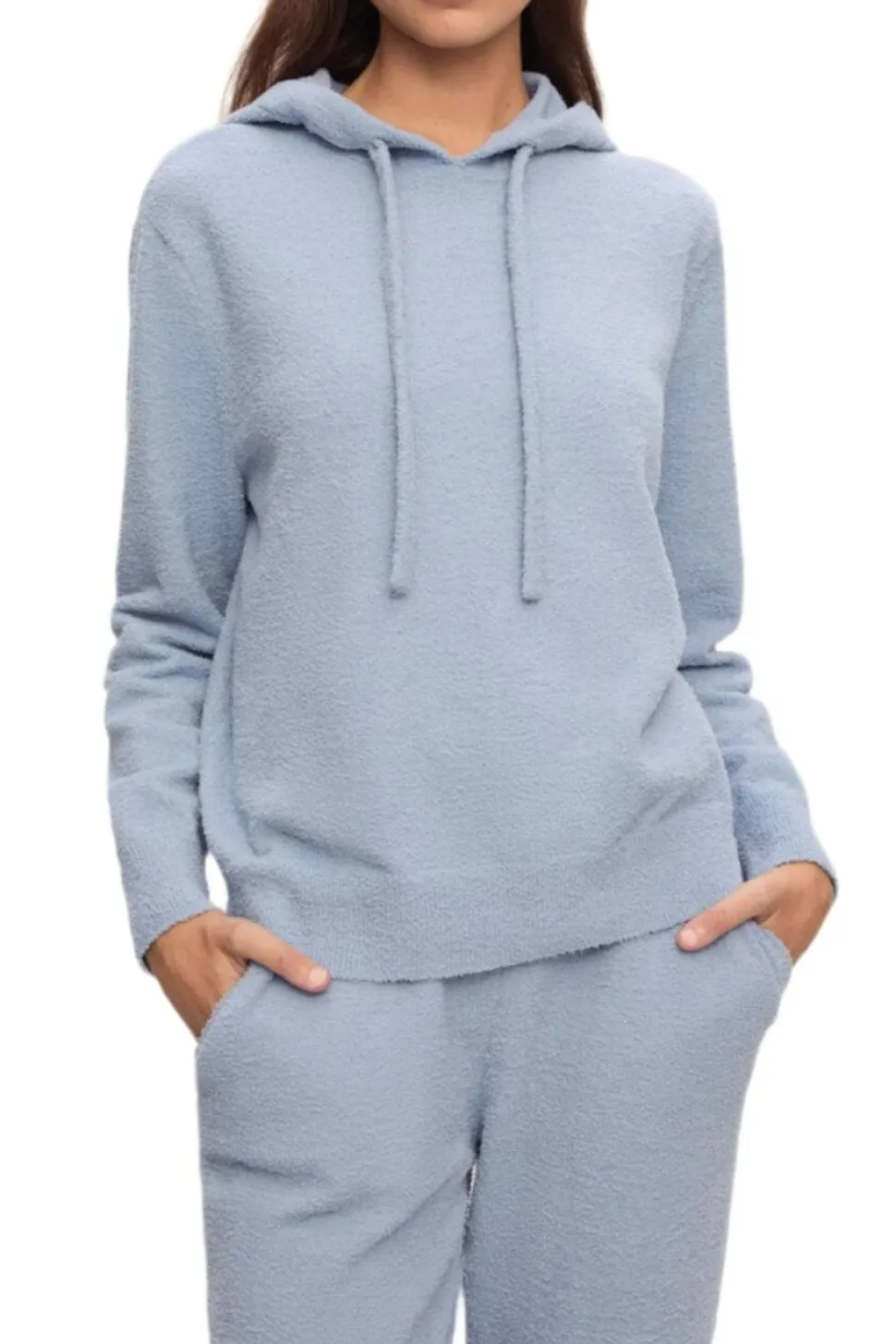 Recycled Boucle Hoodie In Wedgewood Blue