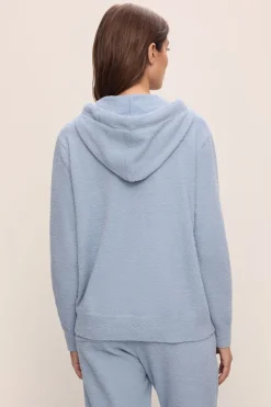 Recycled Boucle Hoodie In Wedgewood Blue
