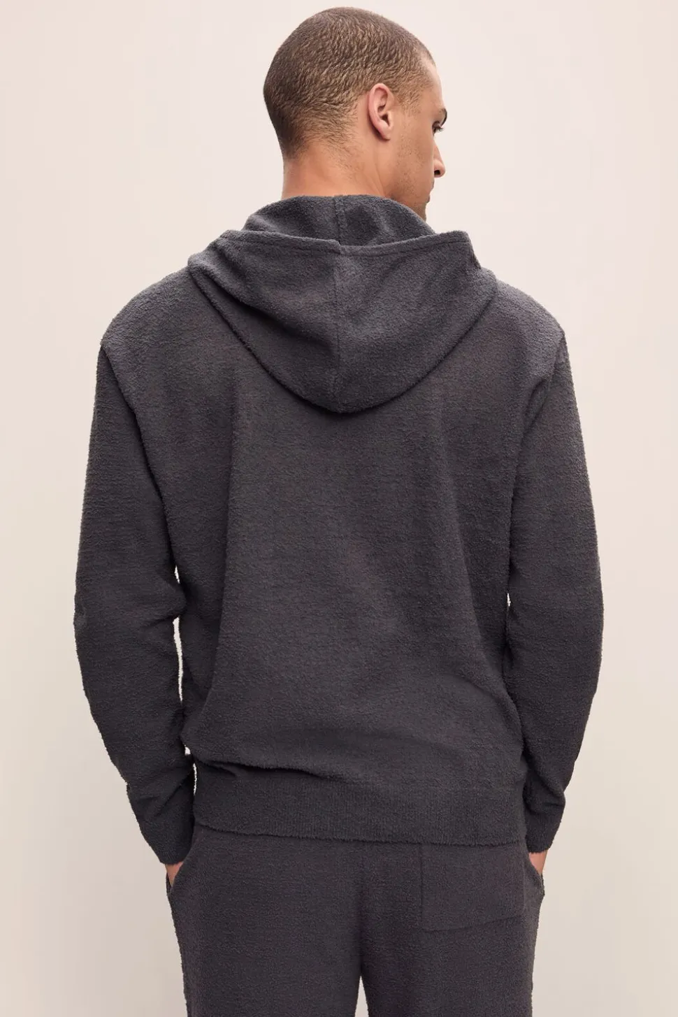 Recycled Boucle Men’s Hoodie In Graphite